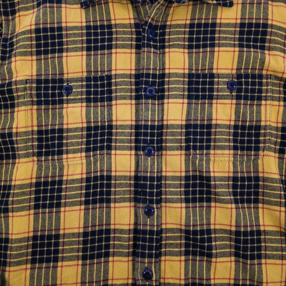 J.Crew Flannel Shirt Men L Yellow Plaid Midweight Button Down Classic Fit NWOT